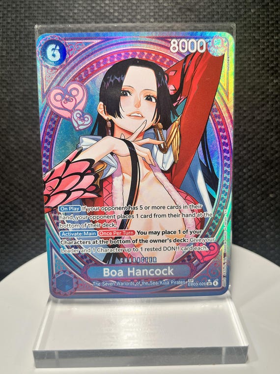 One Piece Boa Hancock SR Proxy Card EB03-026 | Heroine’s Edition Holographic Textured Card | Anime TCG Collectible Display