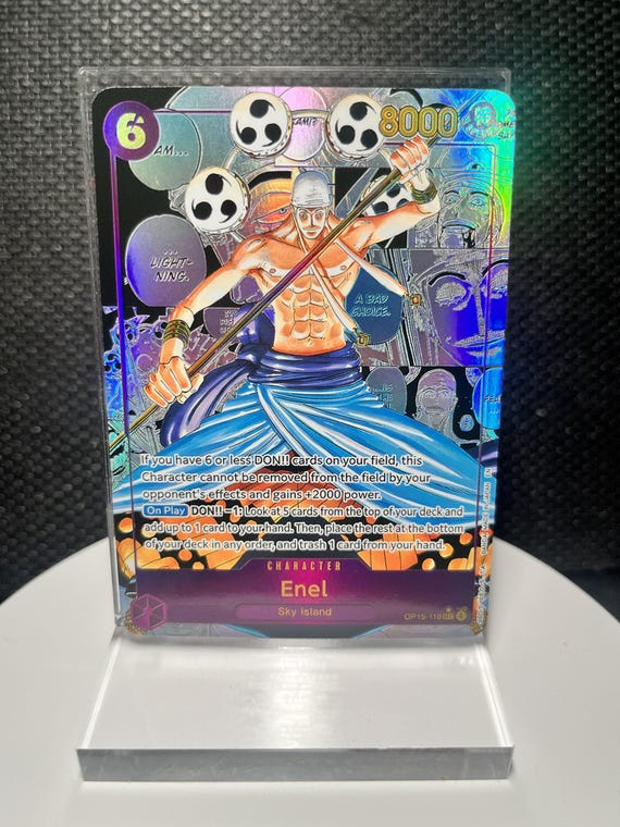 Enel OP15-118 SEC Proxy Card | Adventure on Kami's Island Manga Style Holographic Textured Foil Card | One Piece Anime Collectible