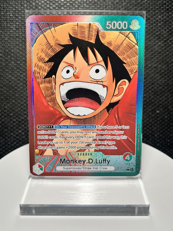 Monkey D. Luffy Alternate Art | Carrying On His Will OP13-001 (L) Holographic Textured Proxy Card | One Piece Leader Foil Collectible
