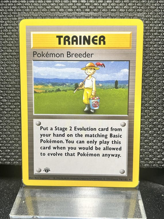 Pokémon Breeder Trainer 76/102 – Base Set 1st Edition Style Proxy Pokémon Card | Non‑Holo Vintage Replica