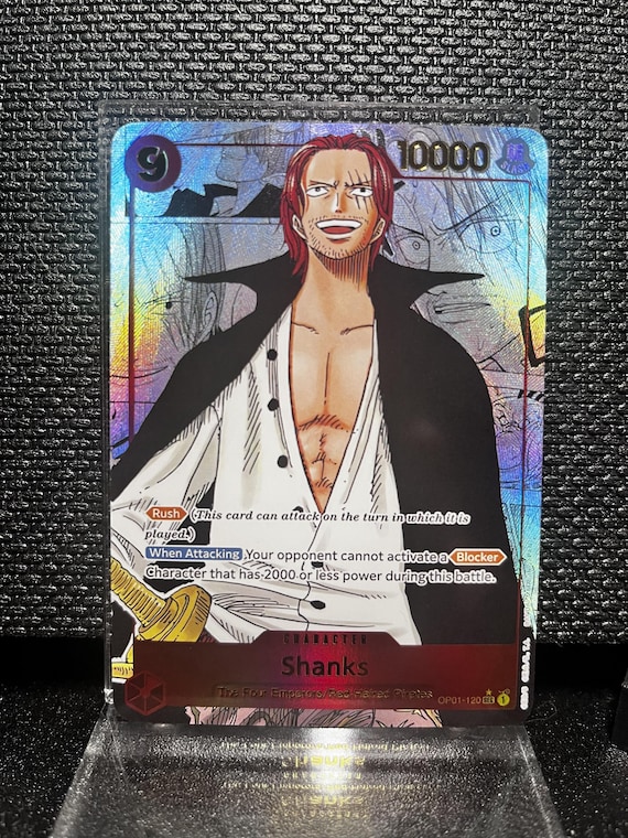 Shanks Holographic Textured Proxy Card – One Piece Red Hair Pirates Collectible (OP01-120)
