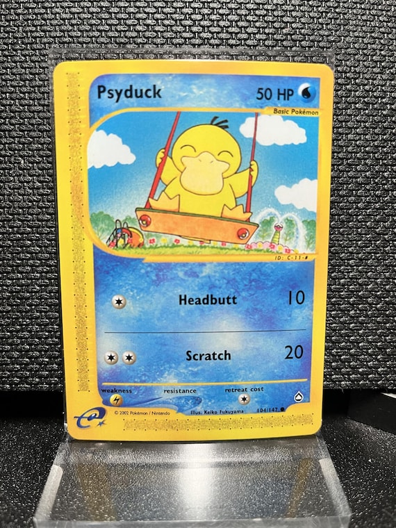 Psyduck 104/147 Aquapolis Style Proxy Pokémon Card – Vintage E‑Series Inspired Non‑Holo Water Pokémon