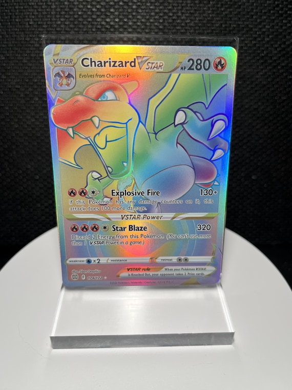 Charizard VSTAR 174/172 Proxy Card | Brilliant Stars Secret Rare | Ultra Rare Holofoil | Display Collectible | Charizard Fan Art