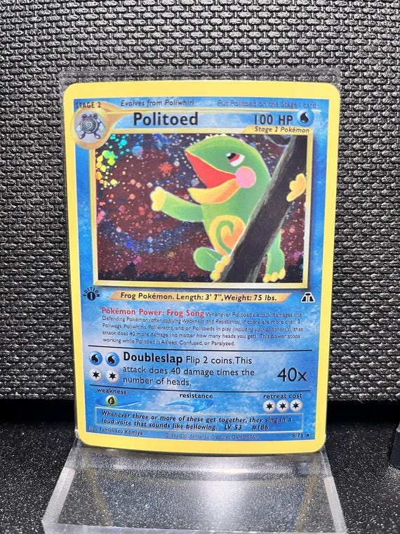 Politoed Proxy Card – 1st Edition Holo Vintage Pokémon TCG – Neo Genesis Style Water Pokémon – Custom Holographic Card