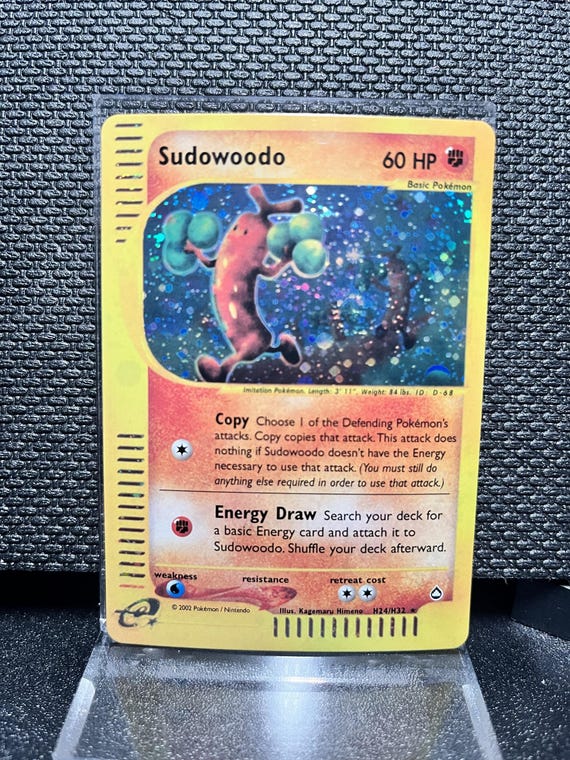 Sudowoodo H24/H32 Aquapolis Style Holographic Proxy Pokémon Card – Vintage E‑Series Inspired Rock Pokémon