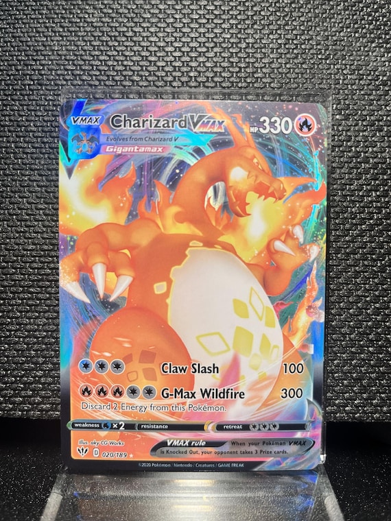 Charizard VMAX Proxy Card | Custom Full Art Holo Pokémon Card | Gigantamax Flame Design