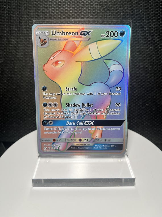 Umbreon GX 154/149  | Sun & Moon Secret Rare Holofoil | Rainbow Rare Full Art Proxy Card | Eeveelution Collector Gift | Fan Art