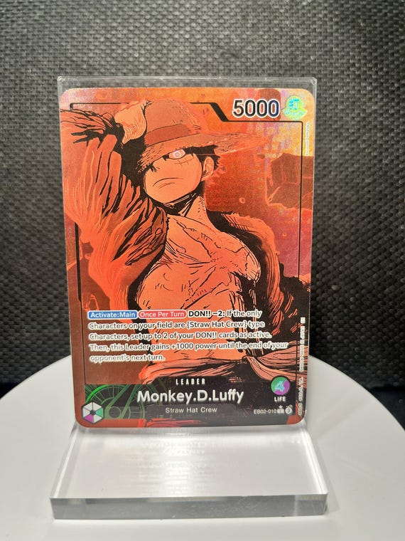 One Piece Luffy L Proxy Card EB02-010 | Anime 25th Collection Holographic Textured Card | Leader OP TCG Display Collectible