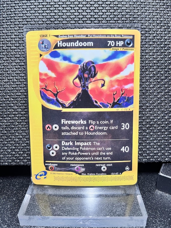 Houndoom Proxy Card – Vintage e‑Reader Style Pokémon TCG – Non Holo Dark Type – Custom Retro Pokémon Card