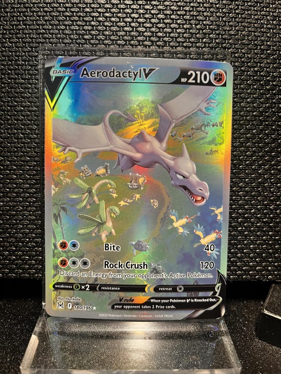 Aerodactyl V Proxy Card – Full Art Fighting Type Pokémon TCG – Custom V Card – Vintage Style Proxy Holo