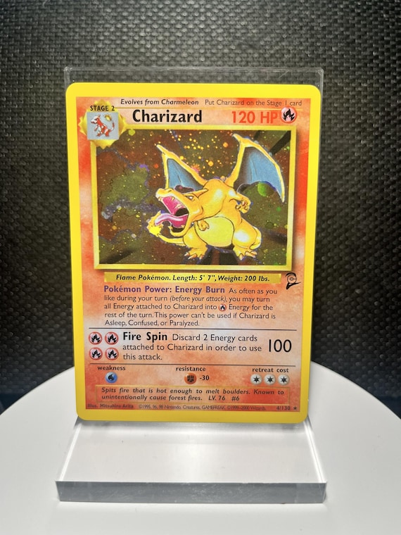 Charizard 4/130 Proxy Card – Base Set 2 Holofoil Pokémon Inspired – Vintage Style Collectible Display Card – BaseSet Era Collection
