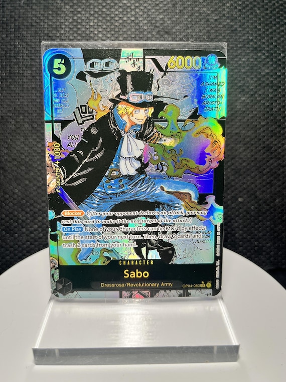 Sabo OP04-083 SR Proxy Card | Kingdoms of Intrigue Manga Alternate Art | Holographic Textured Foil Card | One Piece Collectible