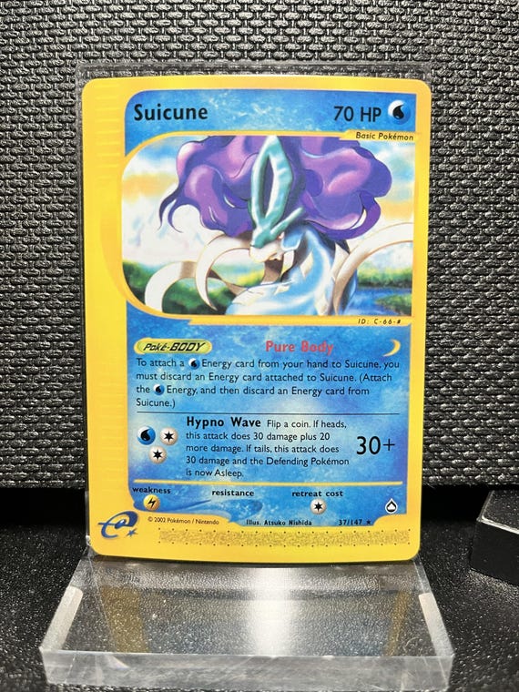 Suicune Proxy Card – Vintage e‑Reader Style Pokémon TCG – Non Holo Water Type Legendary – Custom Retro Pokémon Card