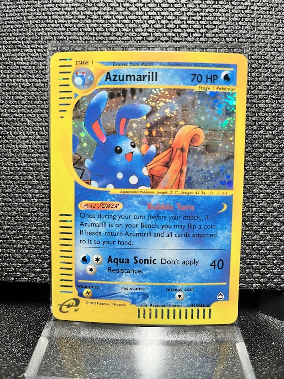 Azumarill H14/H32 Aquapolis Style Holographic Proxy Pokémon Card – Vintage E‑Series Inspired Water Pokémon