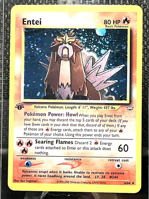 Entei Proxy Pokémon Card | Vintage Neo Revelation Style | Collectible Display Replica