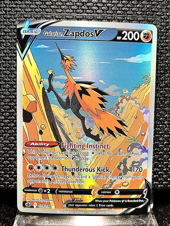 Galarian Zapdos V Full Art Proxy Card • Fighting-Type Legendary Replica (Display TCG)