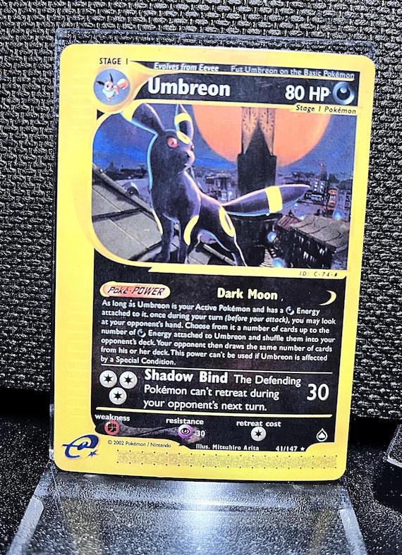 Umbreon 41/147 Aquapolis Style Proxy Pokémon Card – Vintage E‑Series Inspired Non‑Holo Dark Pokémon