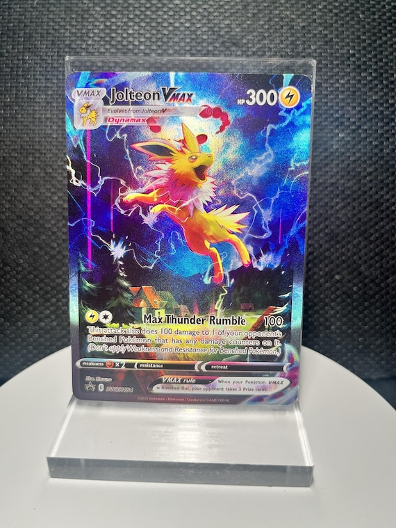 Jolteon VMAX SWSH184 Promo Holofoil Proxy Card – Sword & Shield Eeveelution Lightning Alt Style TCG Display Collectible