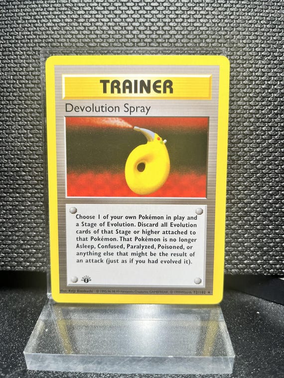 Devolution Spray Trainer Card – Base Set 1st Edition Style Replica (72/102)