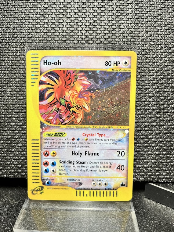 Ho‑Oh Skyridge 149 Secret Rare Proxy Card | Crystal Type Holographic Pokémon | Vintage E‑Series Style