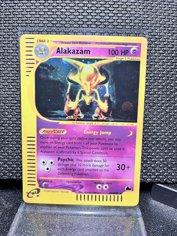 Alakazam Skyridge H1 Holo Rare Proxy Card | Vintage E‑Series Style Pokémon | Custom Fan Made Holographic
