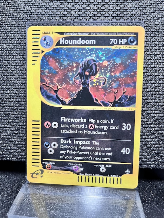 Houndoom H11/H32 Aquapolis Style Holographic Proxy Pokémon Card – Vintage E‑Series Inspired Dark Fire Pokémon