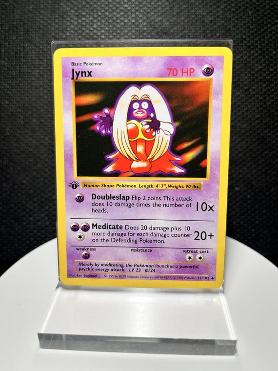 Jynx 31/102 Proxy Card – Base Set 1st Edition Shadowless Non Holo Uncommon – Vintage Pokémon Psychic/Ice Display Collectible