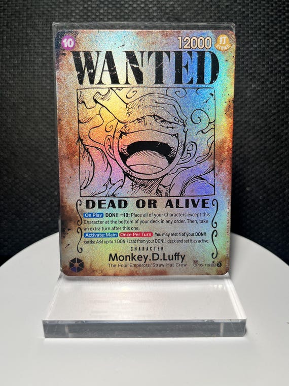 Monkey D Luffy OP05-119 Proxy Card | Wanted Poster One Piece Card | Holographic Textured SP | Emperors in the New World | SEC