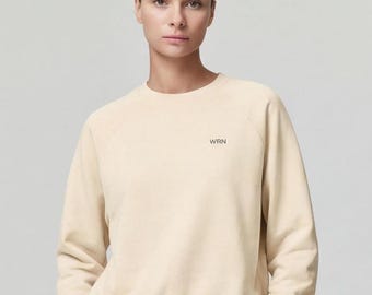 Sudadera de cuello redondo de tejido grueso, corte holgado, 100 % algodón polar de 380 g/m², color neutro, unisex.