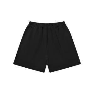 May include: Black athletic shorts with an elasticated waistband. The shorts are made of a soft, opaque material. The shorts are a solid black colour and are suitable for various activities.