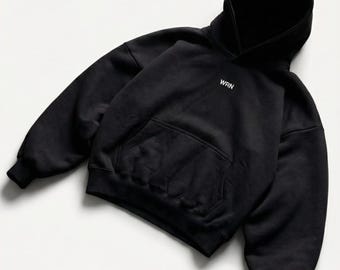 Sudadera con capucha 100 % algodón, forro polar grueso de 380 g/m², estilo minimalista neutro, unisex