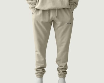 Heavyweight Sweatpants Joggers, Oversized Tapered Fit,  100% Cotton 380 GSM Fleece, Minimal Essential,  Unisex