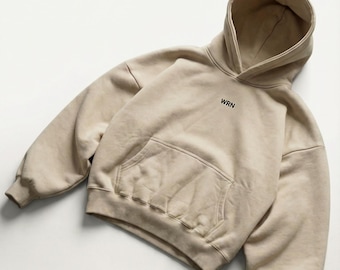 Sudadera con capucha de corte cuadrado y peso pesado, 100 % algodón polar de 380 g/m², esencial minimalista para el día a día, unisex.
