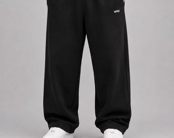 Pantalones deportivos gruesos, corte holgado de pierna abierta, 100 % algodón polar de 380 g/m², imprescindibles para el día a día, unisex.