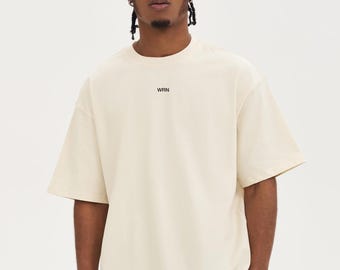 T-shirt carré épais, coupe ample, 100 % coton 280 g/m², neutre essentiel, unisexe