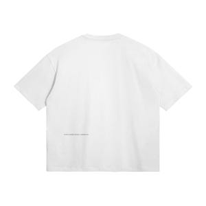 May include: A white t-shirt with short sleeves. The back of the shirt features the text "STRUCTURED FORM / ESSENTIAL" in a small, dark font near the bottom. The shirt has a relaxed fit.