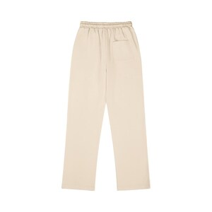 Cream heavyweight cotton sweatpants relaxed fit unisex fleece lounge pants minimalist design.