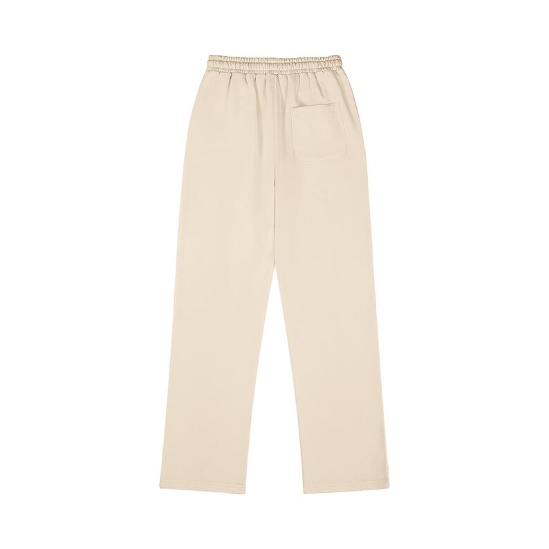 Cream heavyweight cotton sweatpants relaxed fit unisex fleece lounge pants minimalist design.