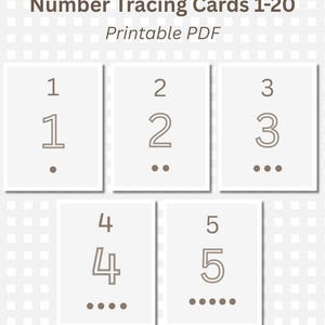 Montessori Number Tracing Cards 1–20 | Printable Preschool Math | Minimal Homeschool Learning