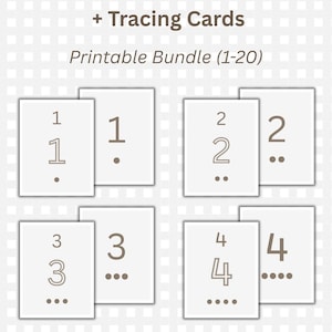 Montessori Number Cards + Tracing Cards 1–20 | Printable Preschool Math Bundle | Minimal Homeschool Learning