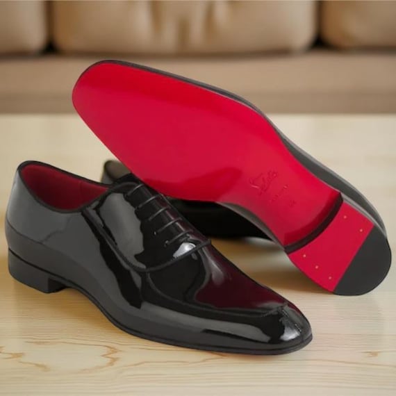 christian louboutin red bottom men's dress shoes Christian Louboutin Black Patent Leather Oxford Shoes