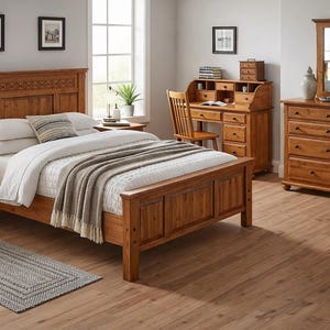 Massief walnoothouten bedframe – handgemaakt modern platform slaapkamermeubilair