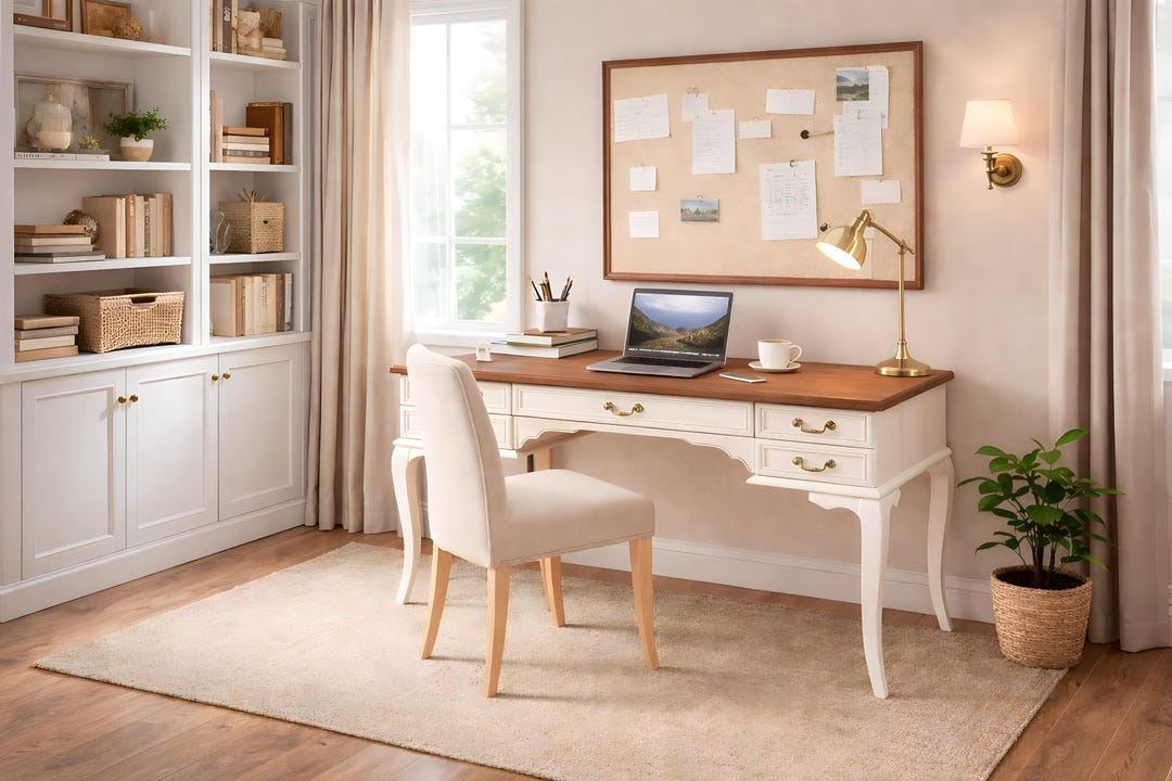 Writing Desk With Drawers, Handmade Beech Study Table, Vintage Home ...