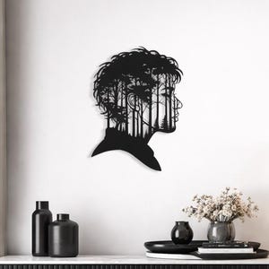 Abstract Human Face Tree Metal Wall Art, Minimalist Silhouette WALL040