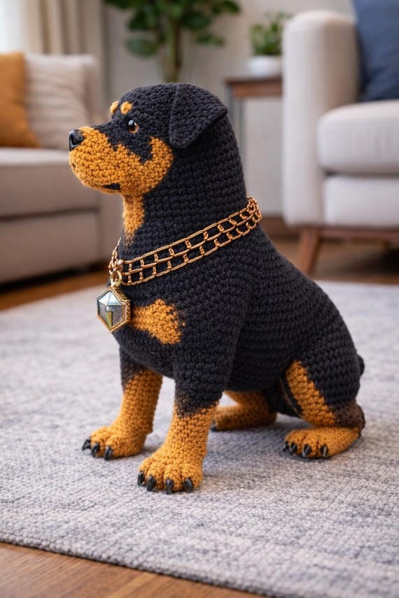 Rottweiler Amigurumi Crochet Pattern PDF | Handmade Dog Plush