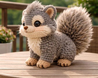 Schema all'uncinetto per uno scoiattolo del bosco / File digitale scaricabile immediatamente / Guida per realizzare animali di peluche amigurumi fatti a mano