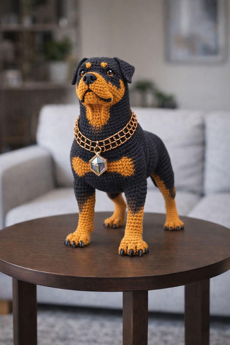 Rottweiler Amigurumi Crochet Pattern PDF | Handmade Dog Plush Tutorial ...