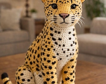 Schema all'uncinetto per leopardo amigurumi / Peluche da 17" (download PDF digitale)