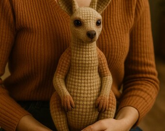 Kangaroo Amigurumi Crochet Pattern, Intermediate Animal Toy Tutorial (PDF Download)