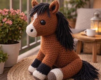 Schema amigurumi per cavallo all'uncinetto - Pony Doll PDF (download digitale)
